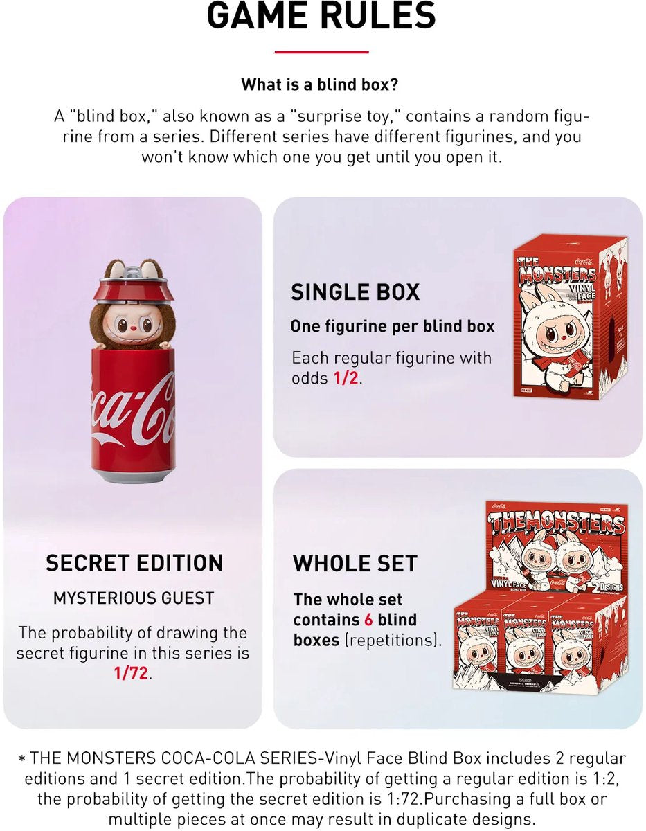 Pop Mart Labubu The Monsters Coca Cola Series Vinyl Face Sealed Case (6 Blind Box)